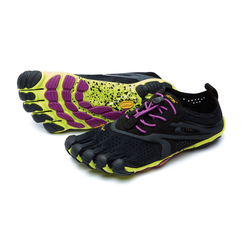 Zapatillas Deportivos Vibram V-run Mujer Negras Amarillo Moradas | XfMgpAGe